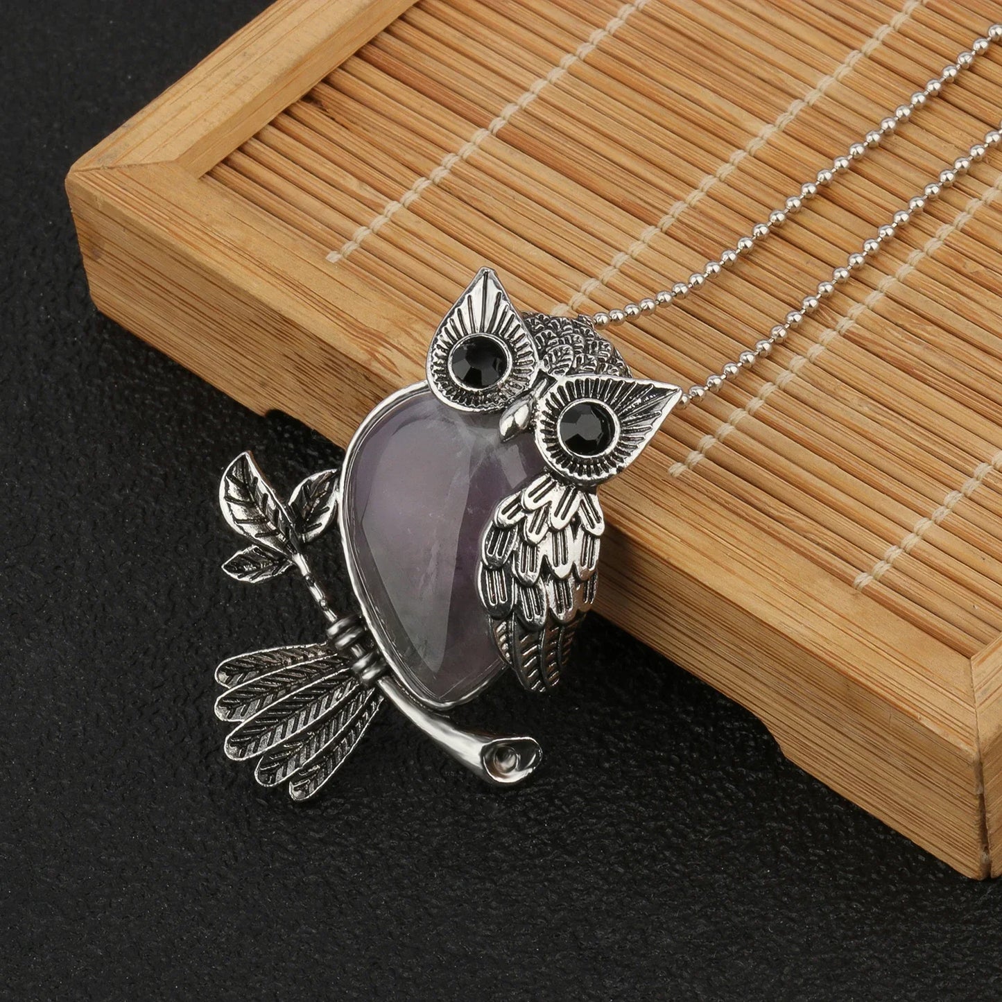 Collier Pendentif Sagesse Hibou Cristal