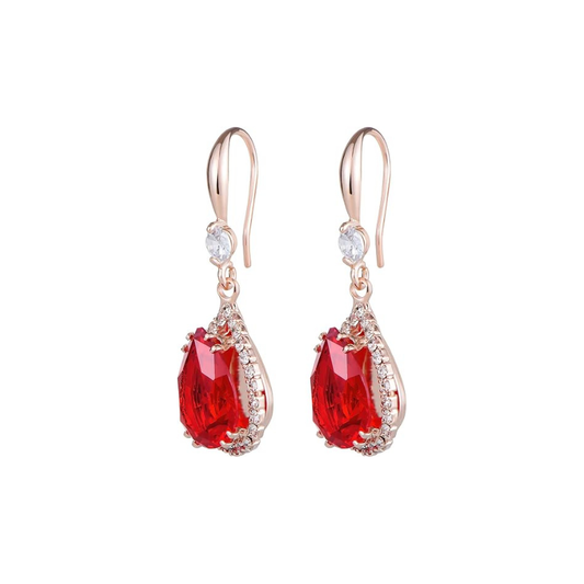 Ruby Teardrop Boucles d'Oreilles | Or Rose