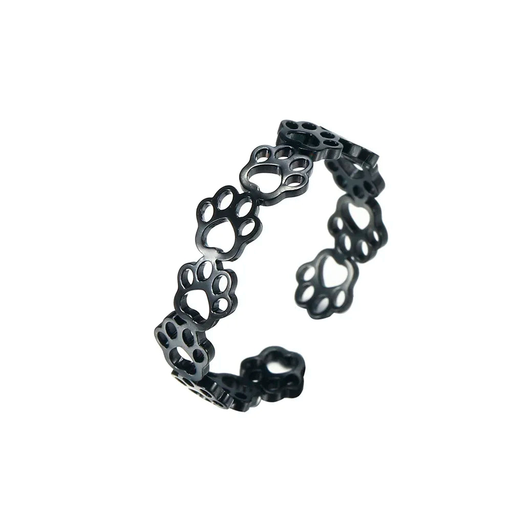 Bague Empreinte Patte Réglable – En Acier Inoxydable