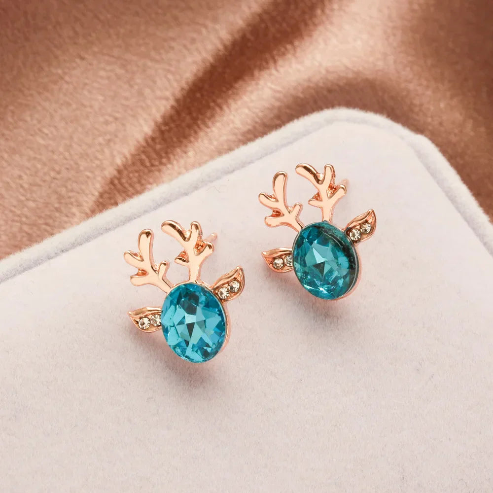 Boucles d'oreilles Fêtes Renne Cristal