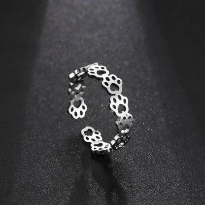 Bague Empreinte Patte Réglable – En Acier Inoxydable
