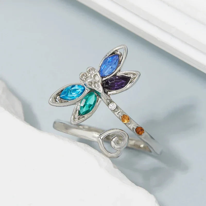 Bague Réglable Libellule Vintage