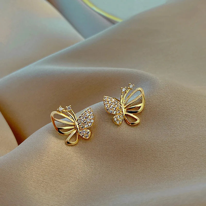 Boucles d'oreilles Fines Papillon Zircon Élégantes