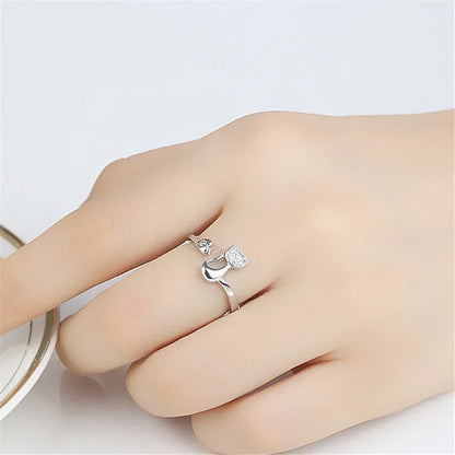 Bague Chat Ouverte Mignonne – Cubic Zirconia