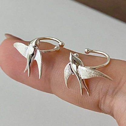 Magnifiques Boucles d'oreilles à Pince Hirondelle Argent
