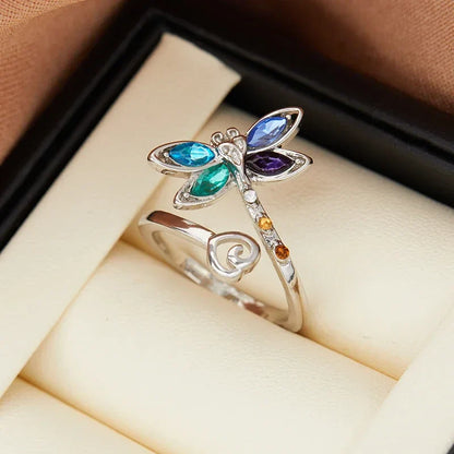 Bague Réglable Libellule Vintage