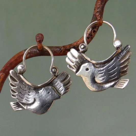 Boucles d'oreilles Tomettes d'Oiseau Boho – Ton Argent