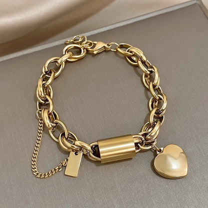 Bracelet Heartened Chunky | Or Blanc