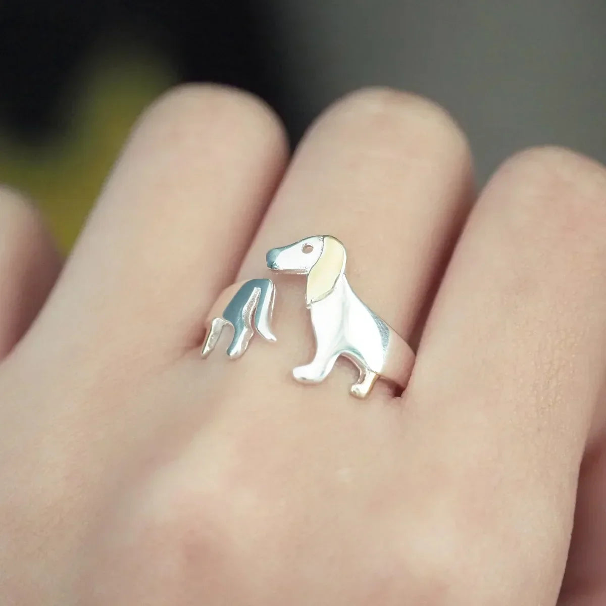 Bague Teckel en Argent Sterling 925 – Taille Réglable