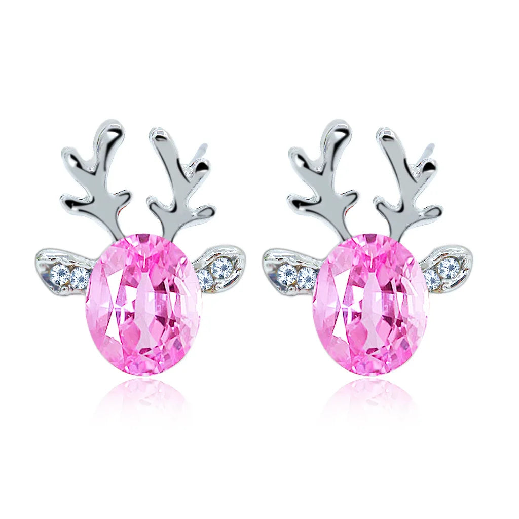 Boucles d'oreilles Fêtes Renne Cristal