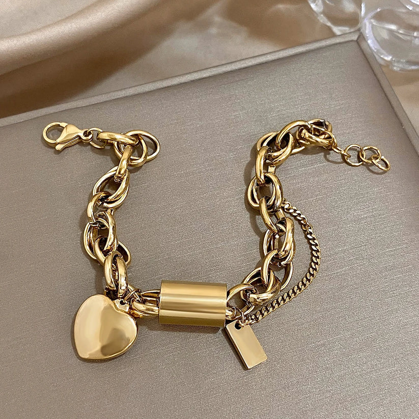 Bracelet Heartened Chunky | Or Blanc