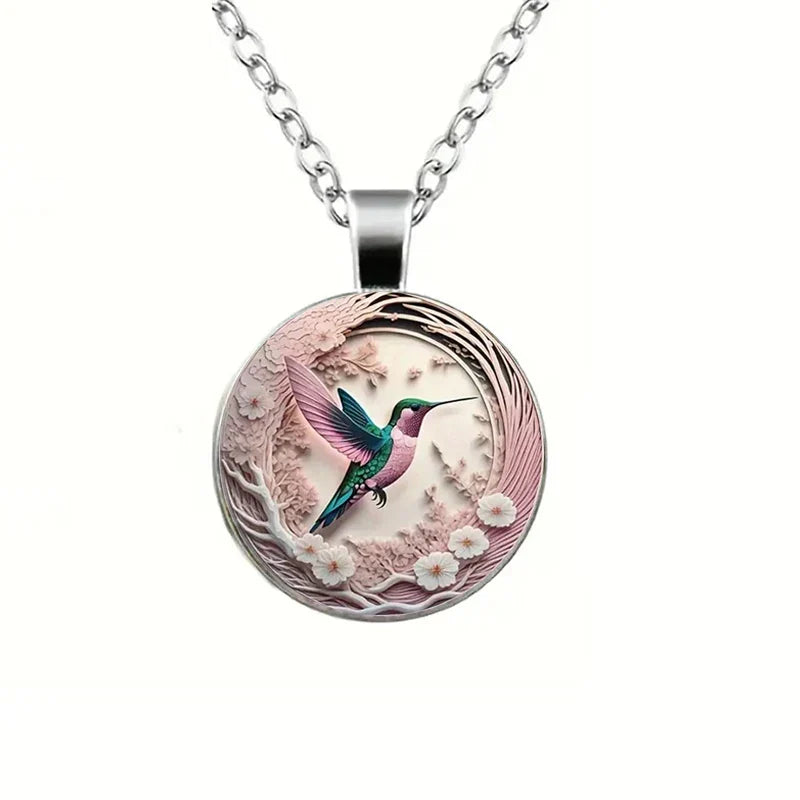Collier Pendentif Colibri Dôme de Verre