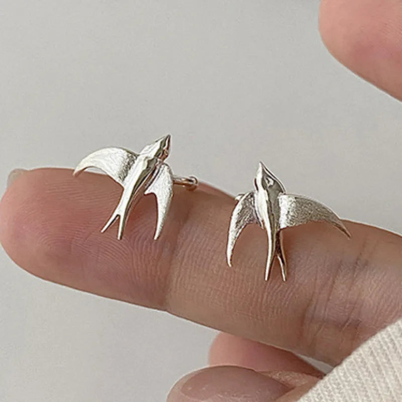 Magnifiques Boucles d'oreilles à Pince Hirondelle Argent