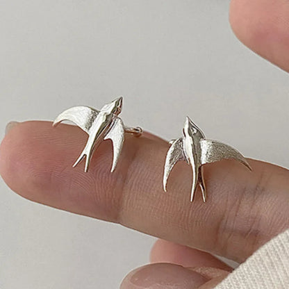 Magnifiques Boucles d'oreilles à Pince Hirondelle Argent