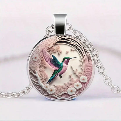 Collier Pendentif Colibri Dôme de Verre