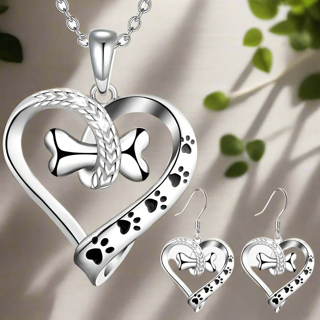 Coffret Bijou 2 Pièces avec Charmes Patte, Cœur et Os