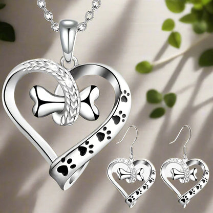 Coffret Bijou 2 Pièces avec Charmes Patte, Cœur et Os