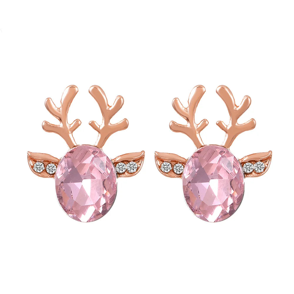 Boucles d'oreilles Fêtes Renne Cristal