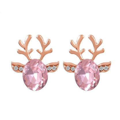Boucles d'oreilles Fêtes Renne Cristal