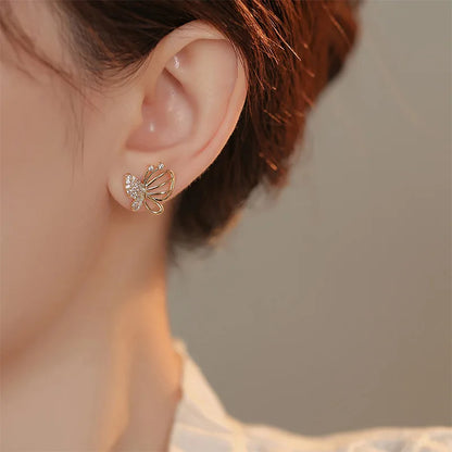 Boucles d'oreilles Fines Papillon Zircon Élégantes