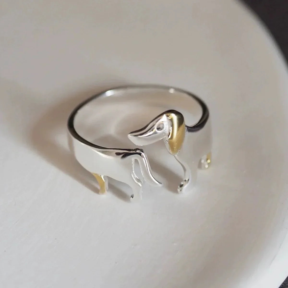 Bague Teckel en Argent Sterling 925 – Taille Réglable