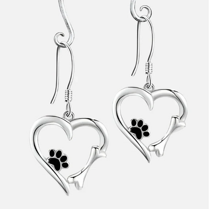 Boucles d'oreilles Tomettes Argent avec Cœur et Patte