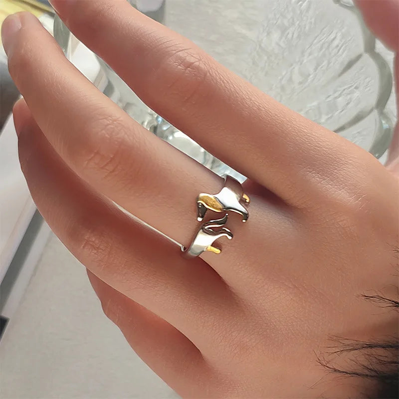 Bague Teckel en Argent Sterling 925 – Taille Réglable