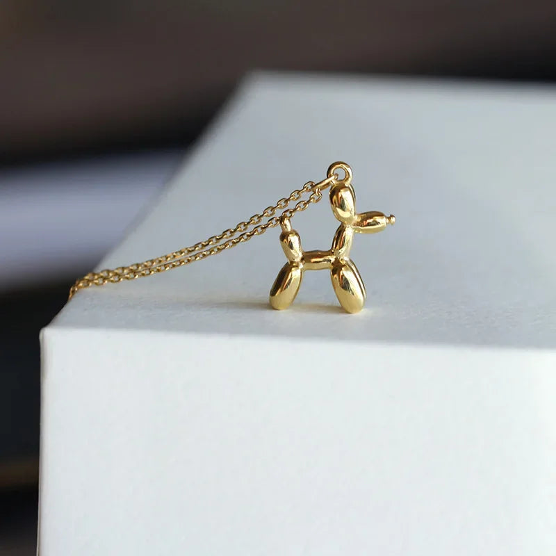 Collier Pendentif Chien Ballon Ton Or