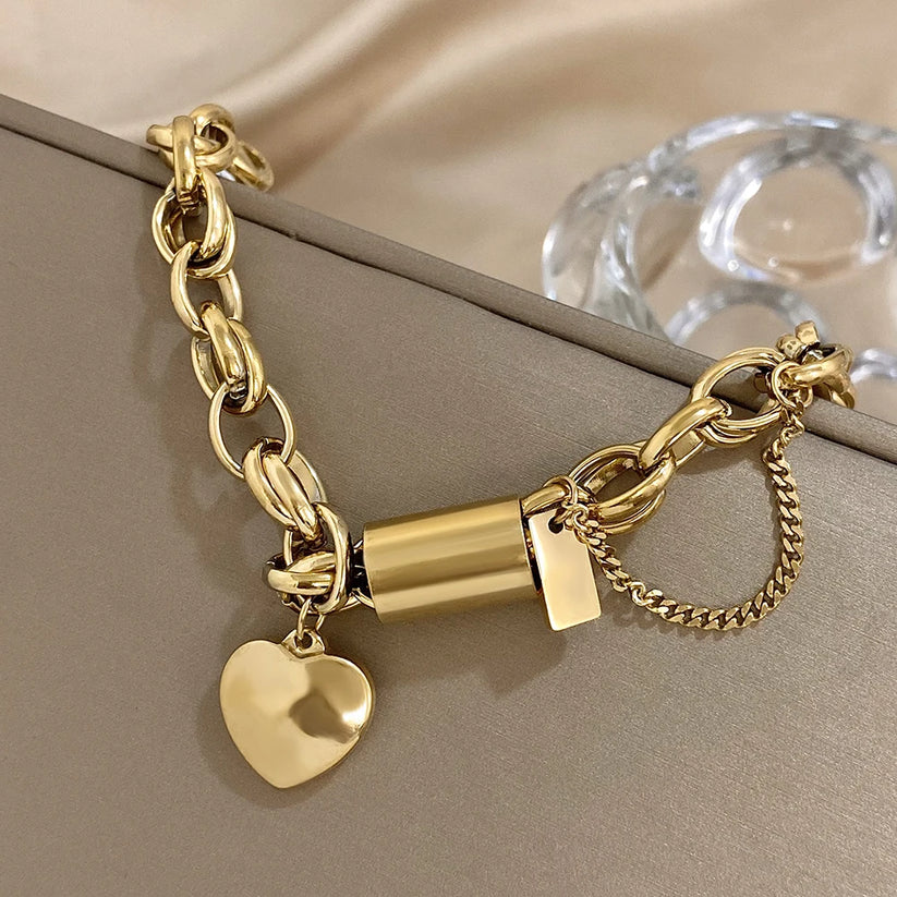 Bracelet Heartened Chunky | Or Blanc