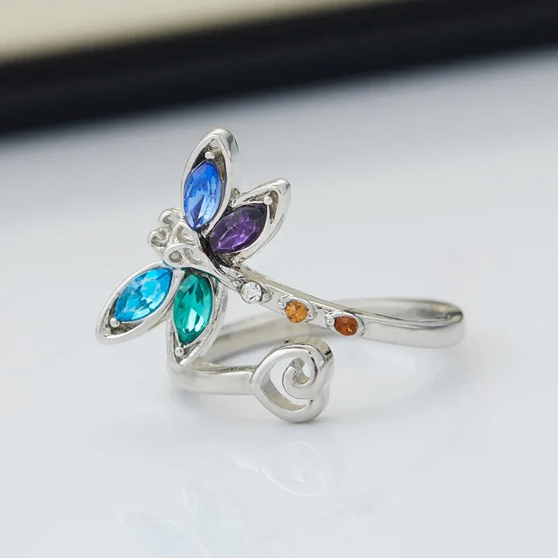 Bague Réglable Libellule Vintage