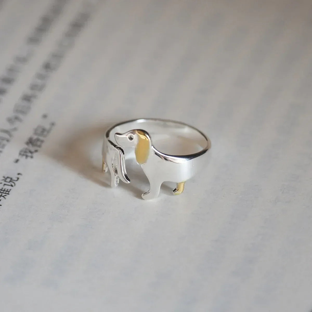 Bague Teckel en Argent Sterling 925 – Taille Réglable