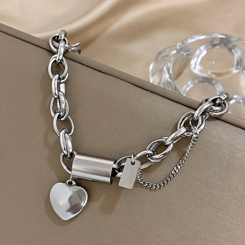 Bracelet Heartened Chunky | Or Blanc