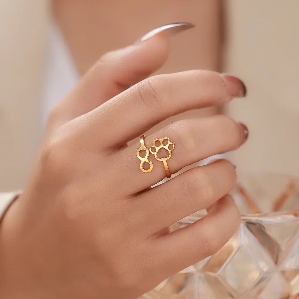 Bague Patte Infini Réglable – Acier Inoxydable