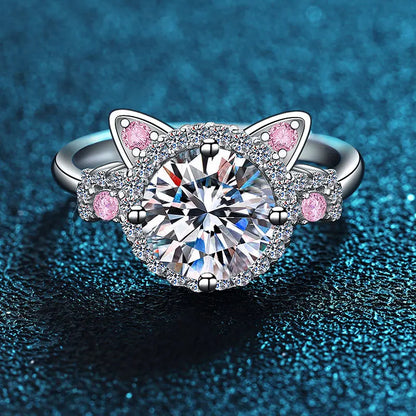 Bague Oreilles de Chat Réglable avec Zircone