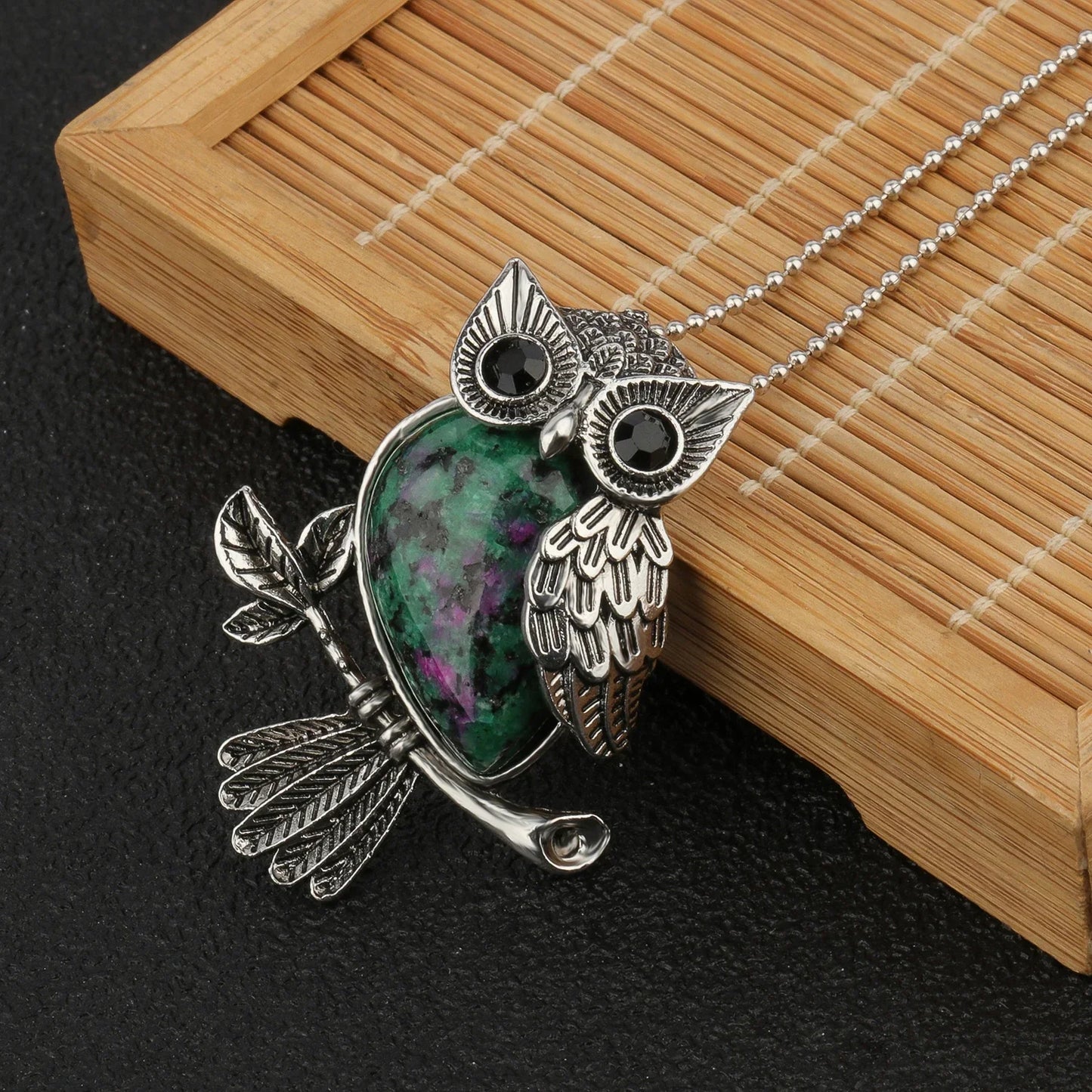 Collier Pendentif Sagesse Hibou Cristal