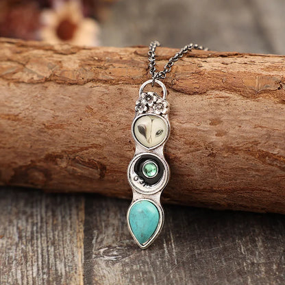 Bar Collier Sagesse Hibou Turquoise