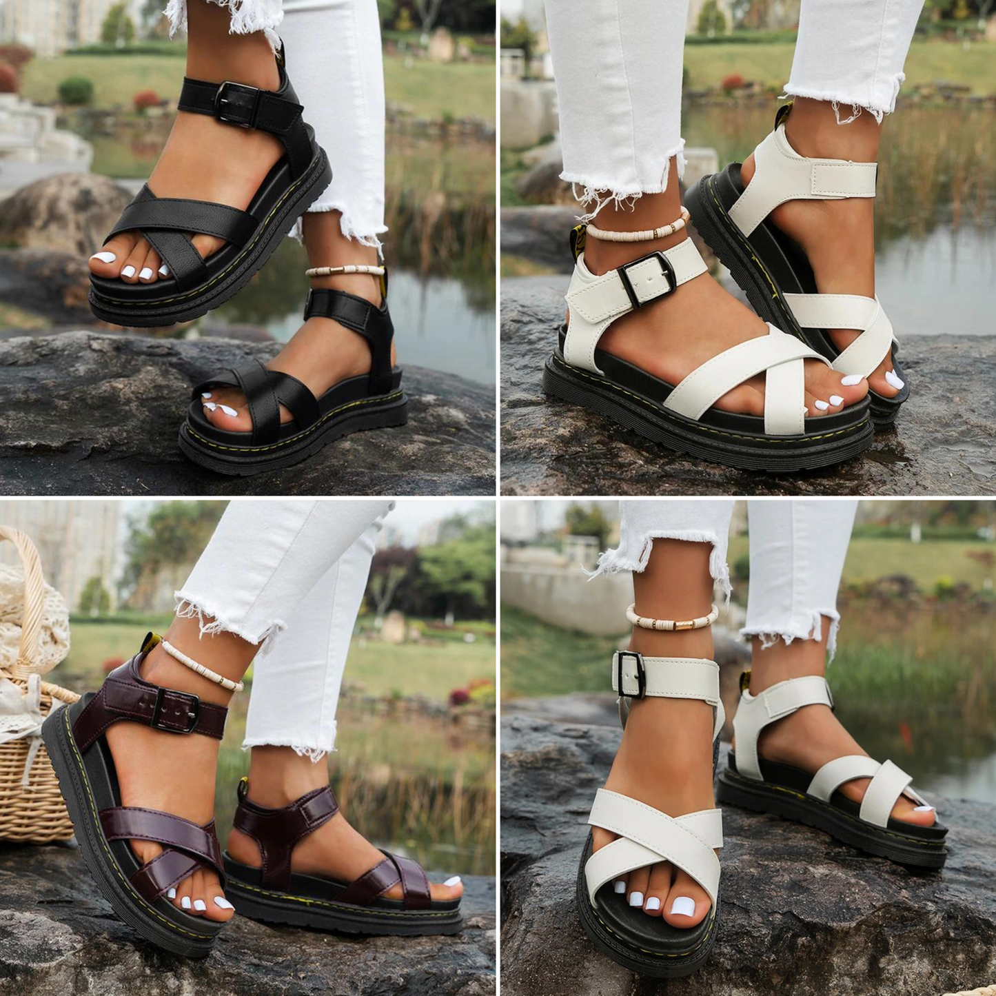 Nadia – Sandales décontractées à plateforme basse et boucle pour femme