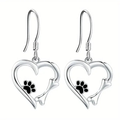 Boucles d'oreilles Tomettes Argent avec Cœur et Patte