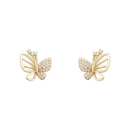 Boucles d'oreilles Fines Papillon Zircon Élégantes