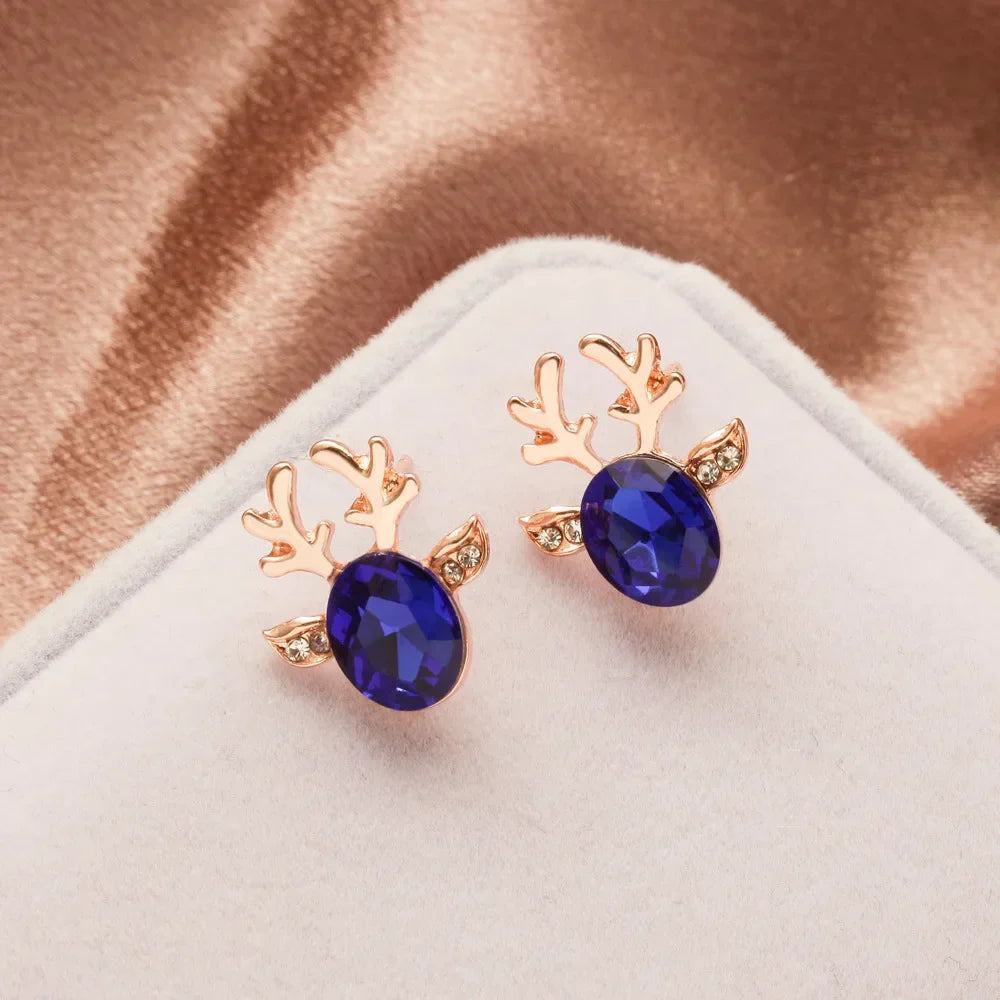 Boucles d'oreilles Fêtes Renne Cristal