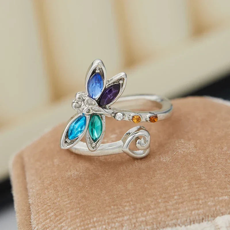 Bague Réglable Libellule Vintage