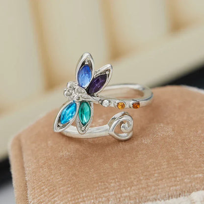 Bague Réglable Libellule Vintage
