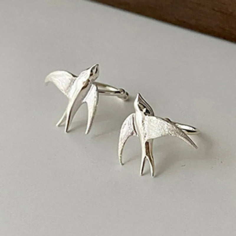 Magnifiques Boucles d'oreilles à Pince Hirondelle Argent