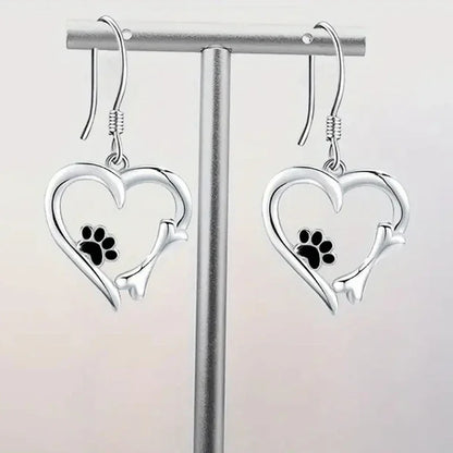 Boucles d'oreilles Tomettes Argent avec Cœur et Patte