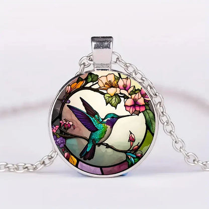 Collier Pendentif Colibri Dôme de Verre