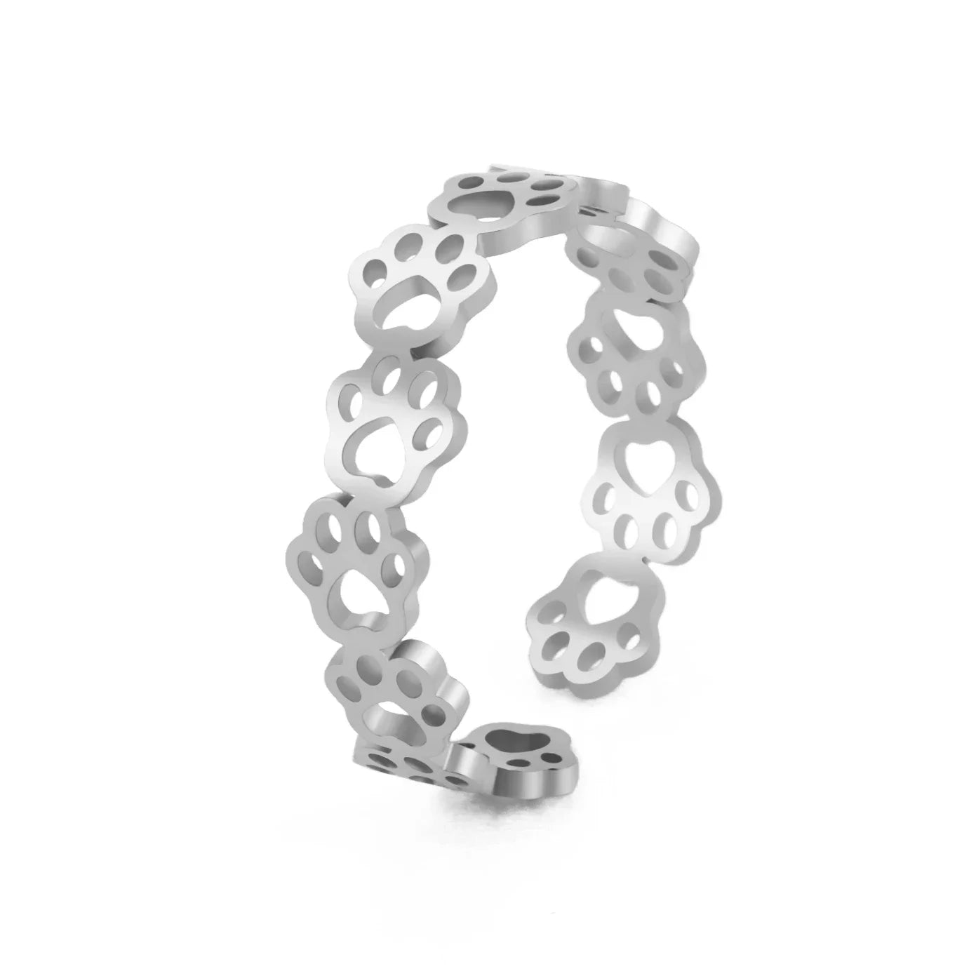 Bague Empreinte Patte Réglable – En Acier Inoxydable