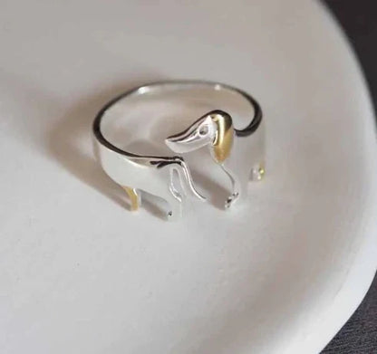 Bague Teckel en Argent Sterling 925 – Taille Réglable