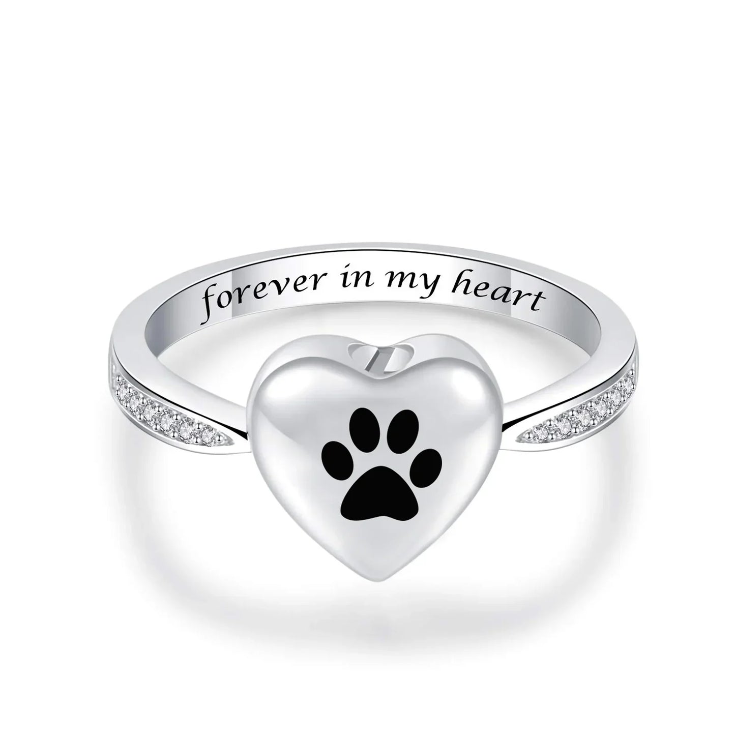 Bague Urne Commémorative pour Animal – Bijou de Souvenir Cœur Empreinte Patte