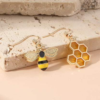Boucles d'oreilles Tomettes Ruche et Abeille – Bijou Ton Or pour Femme