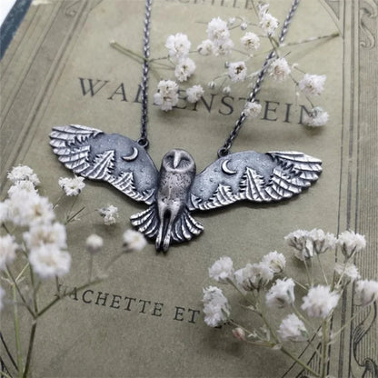 Collier Hibou et Lune Vintage